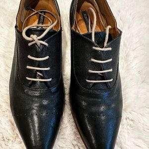 Alberto Fermani Black Leather Oxfords